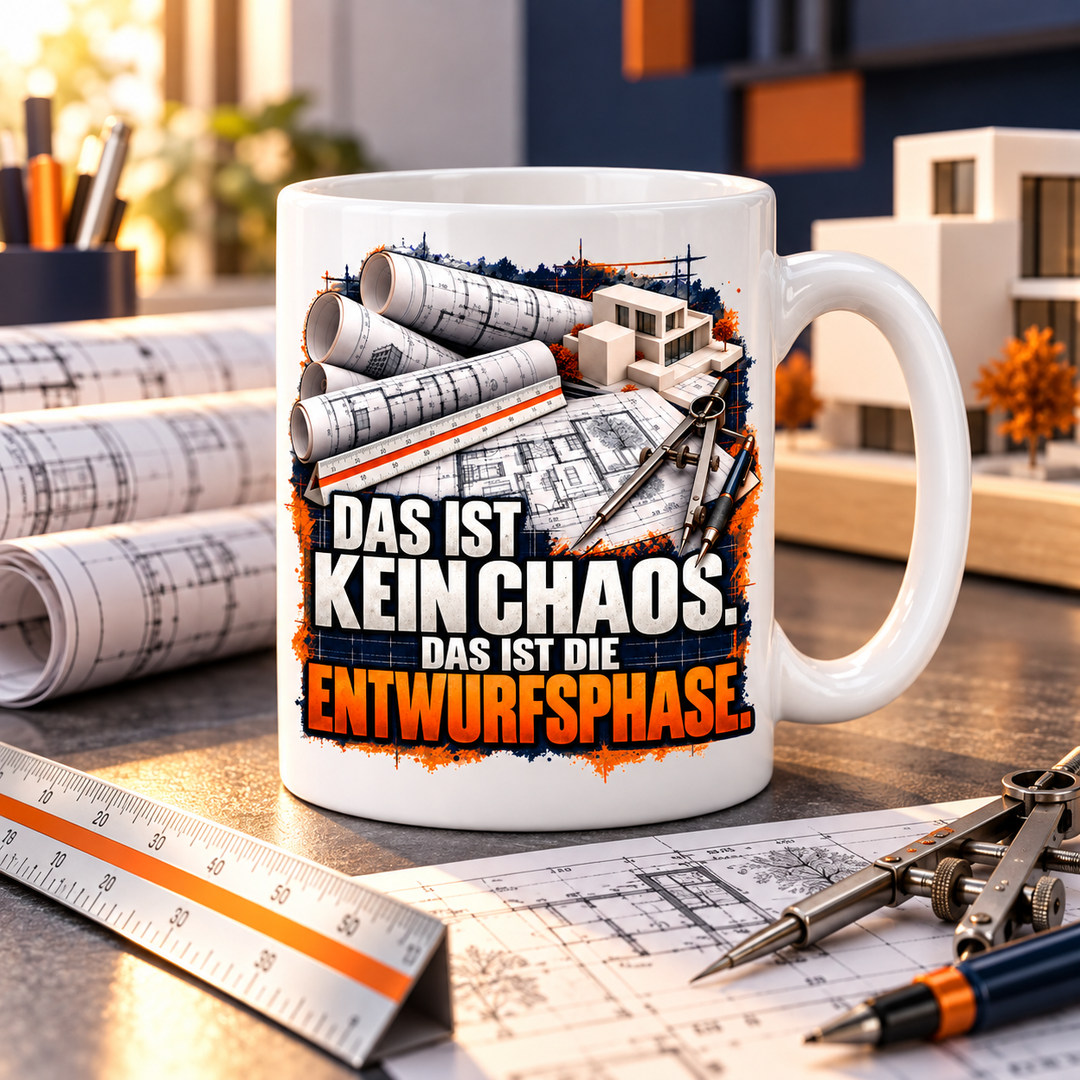 Architekt-Tasse Entwurfsphase im Architektur-Studio