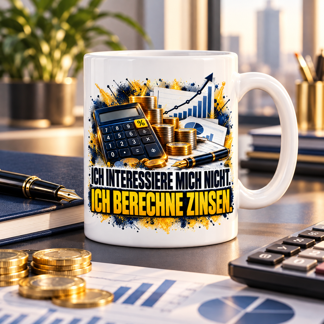Bankkaufmann-Tasse Ich berechne Zinsen als Geschenk im Büro