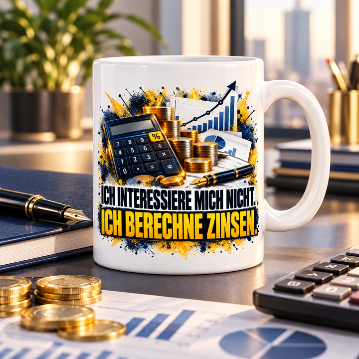 Bankkaufmann-Tasse Ich berechne Zinsen als Geschenk im Büro