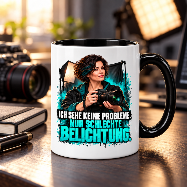 Fotografin-Tasse – Ich sehe keine Probleme. Nur schlechte Belichtung. – Lifestyle