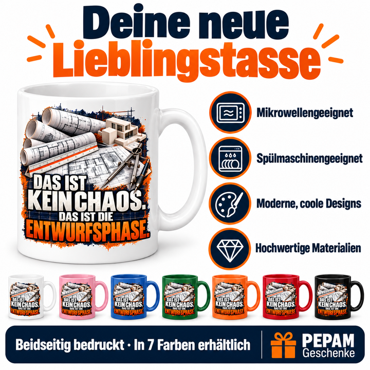 PEPAM Geschenke Architekt-Tasse – Vorteile und sieben Farben