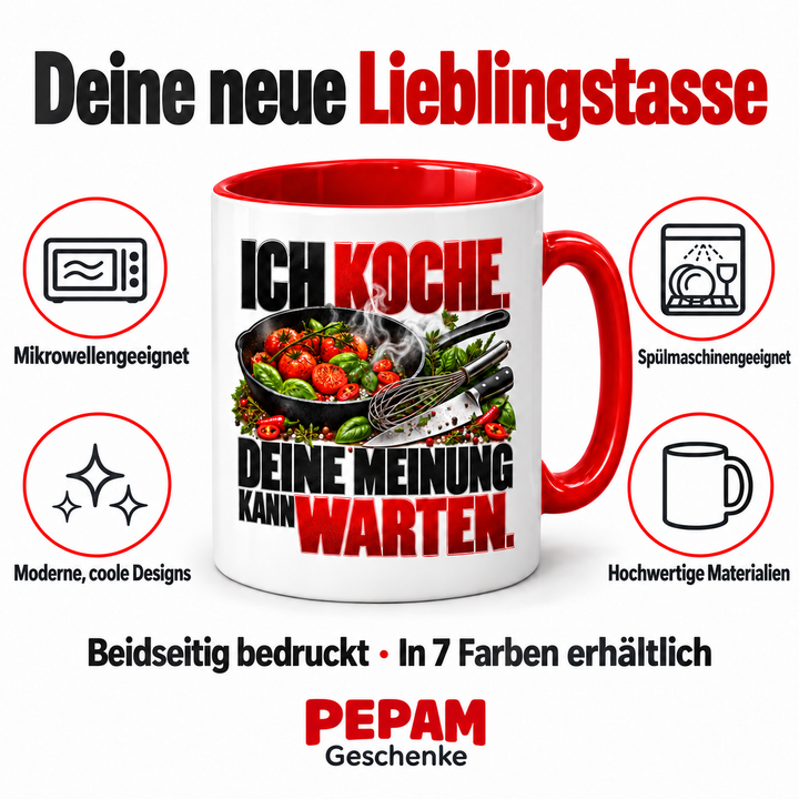 PEPAM Geschenke Koch-Tasse – Vorteile und sieben Farben