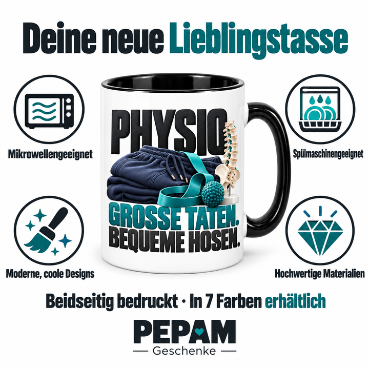Physio-Tasse – Vorteile, beidseitiger Druck und sieben Farben