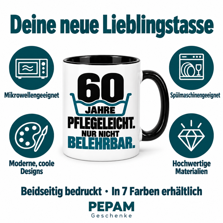 PEPAM Geschenke – Vorteile der Geburtstagstasse: beidseitiger Druck und sieben Farben
