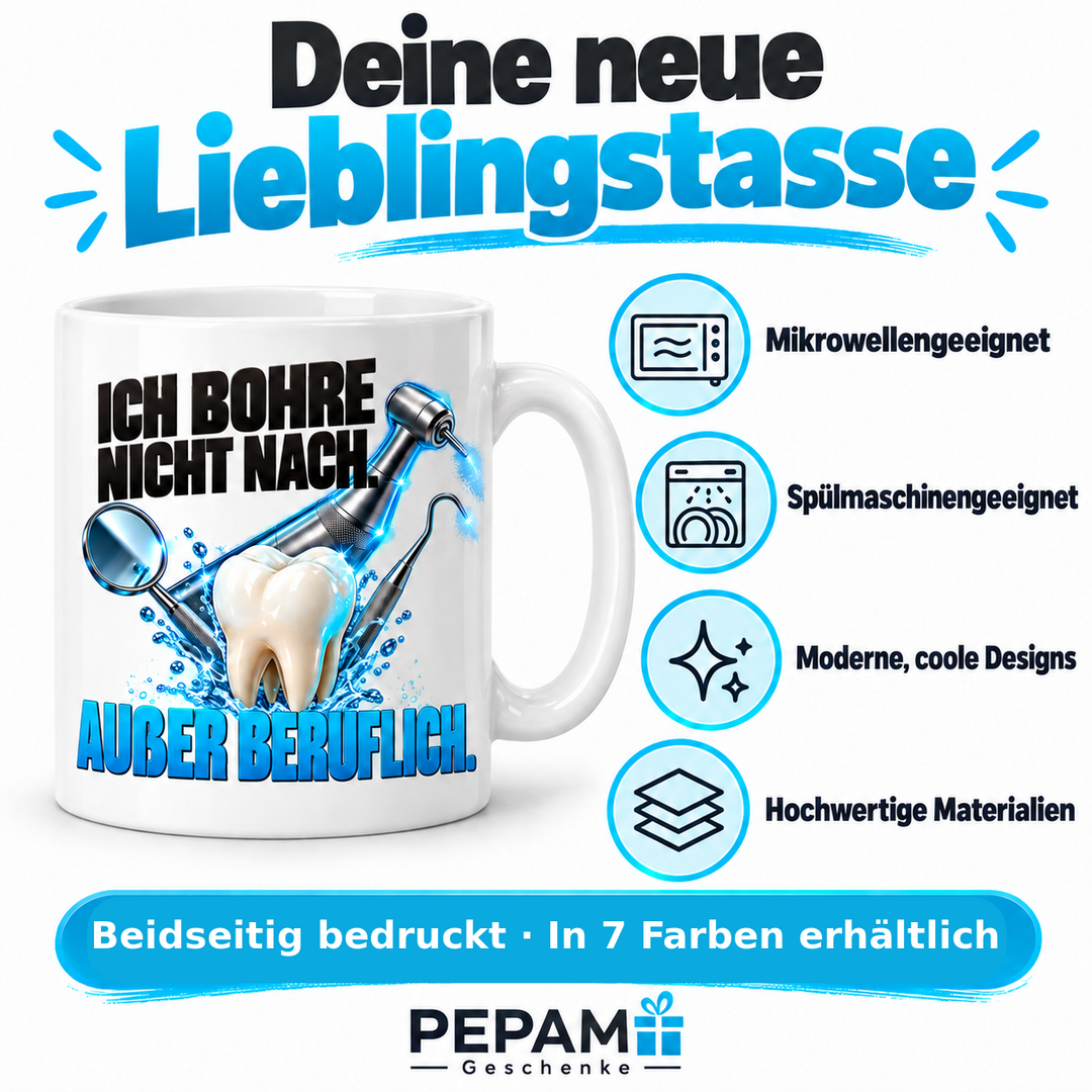PEPAM Zahnarzt-Tasse – Vorteile und sieben Farben