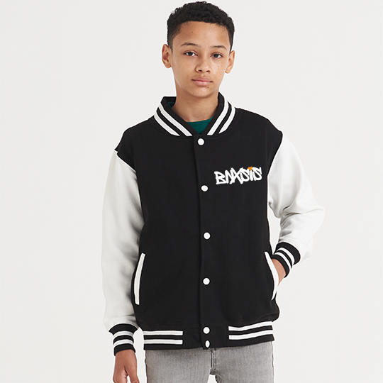 Dance Passion College Jacke – Kinder Varsity Jacket aus ringgesponnener Baumwolle, schwarz-weiß, Standard-Passform, Premium Qualität