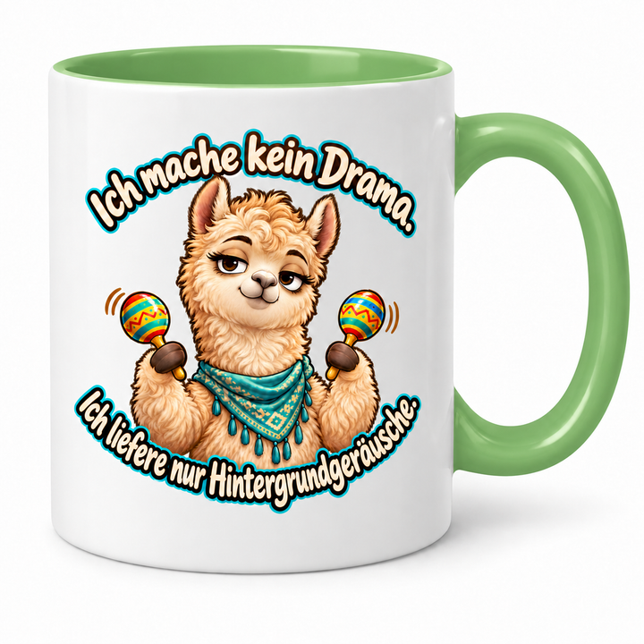 Alpaka-Tasse „Kein Drama“ – Grün