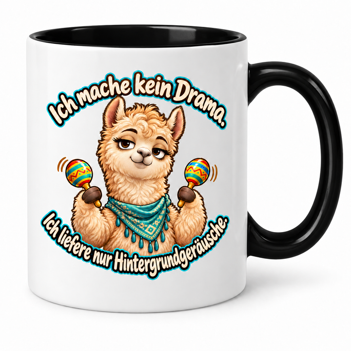 Alpaka-Tasse „Kein Drama“ – Schwarz