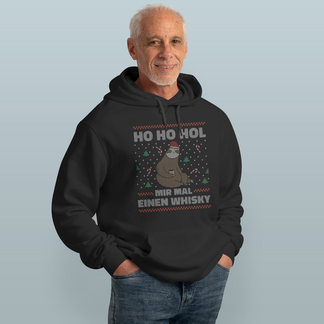 HO HO Hol mir ein Whiskey Hoodie – Lustiges Weihnachts-Faultier-Design | Witziges Geschenk für Whiskey-Liebhaber zur Weihnachtszeit