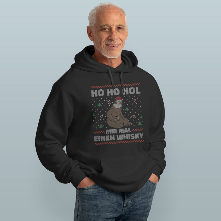 HO HO Hol mir ein Whiskey Hoodie – Lustiges Weihnachts-Faultier-Design | Witziges Geschenk für Whiskey-Liebhaber zur Weihnachtszeit