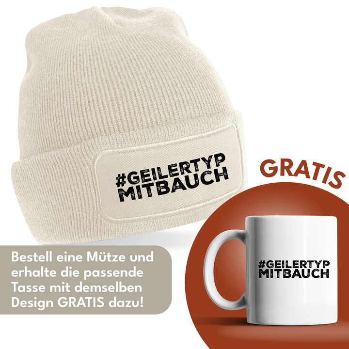 #geilertypmitbauch Mütze – Lustige Beanie mit Spruch | Geschenk für Männer mit Humor