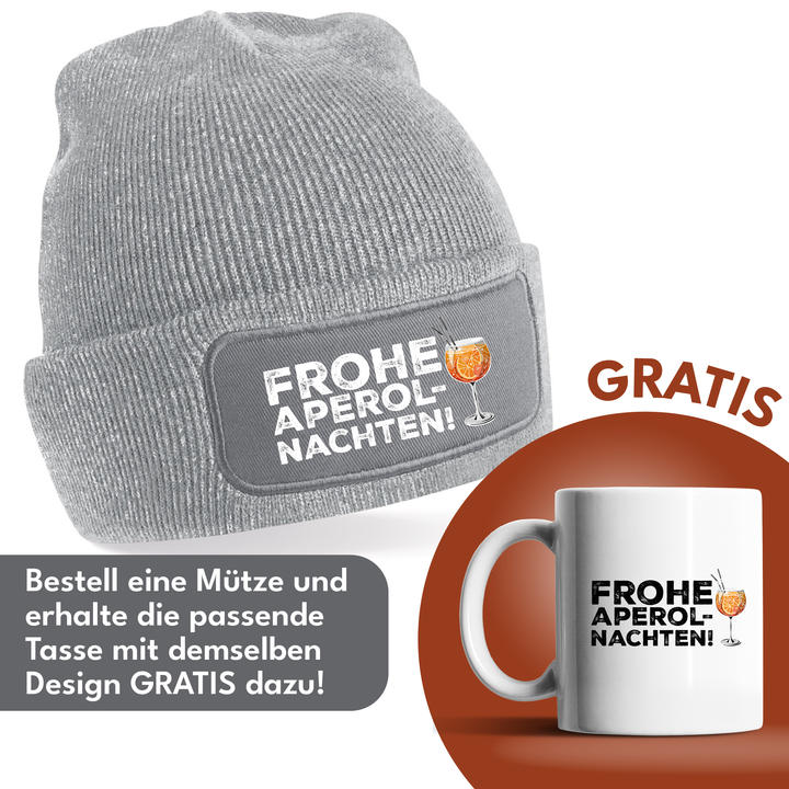 Frohe Aperolnachten Mütze – Lustige Weihnachtsmütze mit Spruch | Aperol Spritz Beanie Geschenkidee