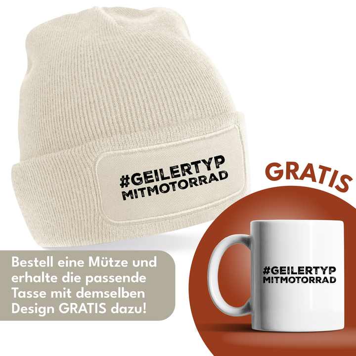 #geilertypmitmotorrad Mütze – Lustige Beanie mit Spruch | Geschenk für Motorradfahrer mit Humor