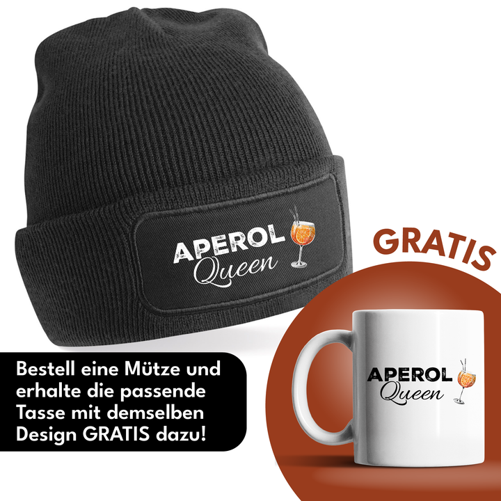 Aperol Queen Mütze – Lustige Beanie mit Spruch | Geschenk für Aperol Fans & Freundinnen