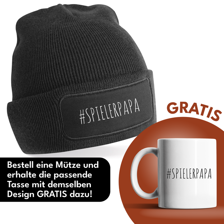 #spielerpapa Mütze – Lustige Beanie mit Spruch | Geschenk für Fußballväter & stolze Papas