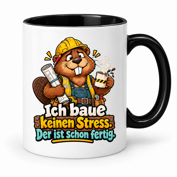 Biber-Tasse mit schwarzer Innenfarbe und Henkel