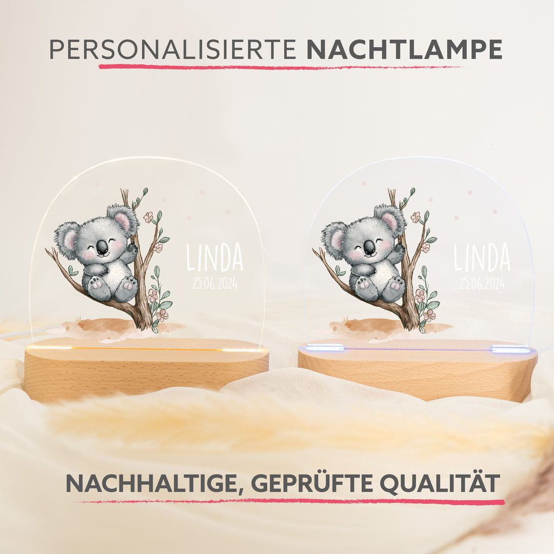 Personalisierte LED-Nachtlampe – Koala mit Name