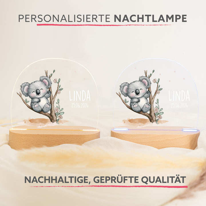 Personalisierte LED-Nachtlampe – Koala mit Name