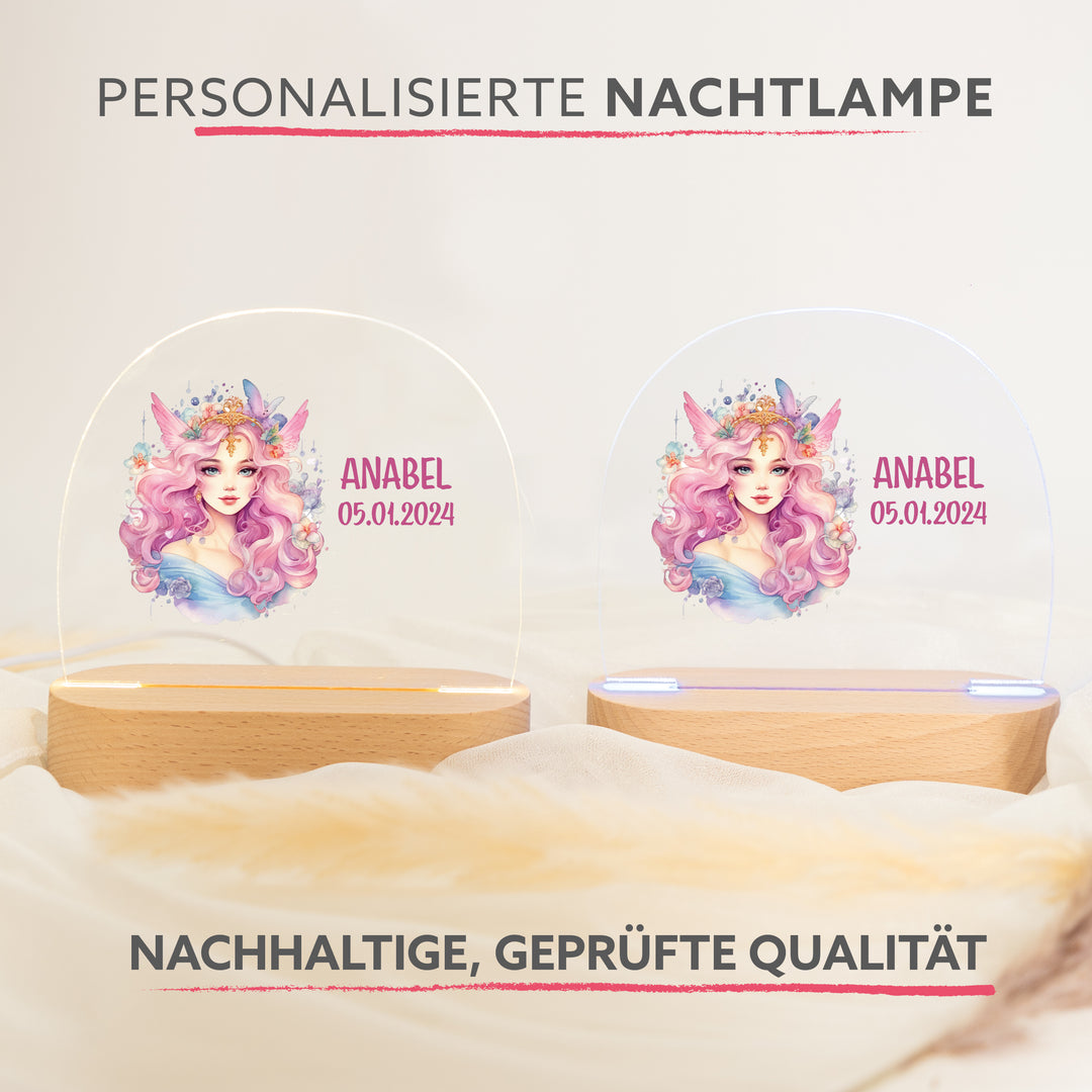 Personalisierte LED-Nachtlampe – Prinzessin mit Name