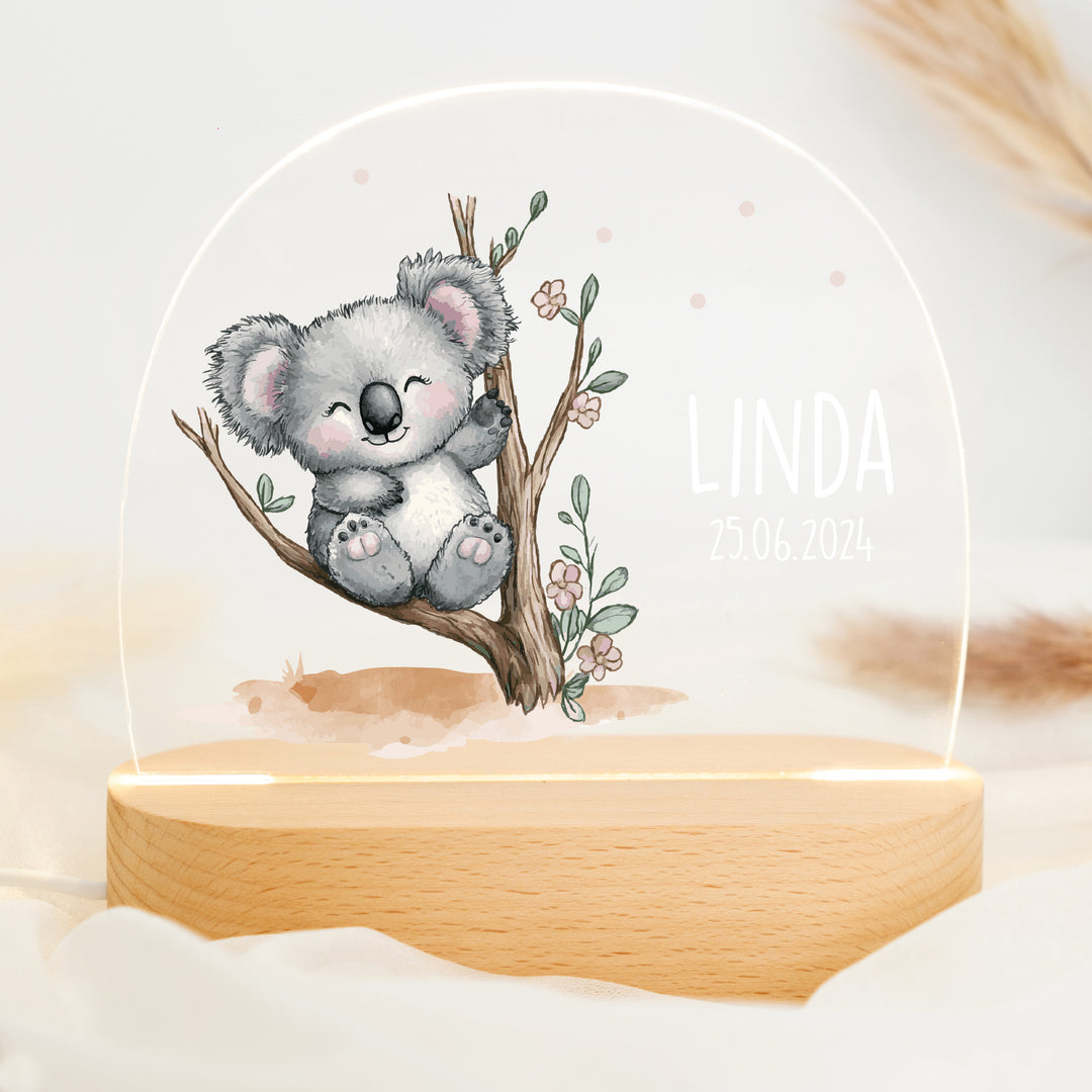 Personalisierte LED-Nachtlampe – Koala mit Name
