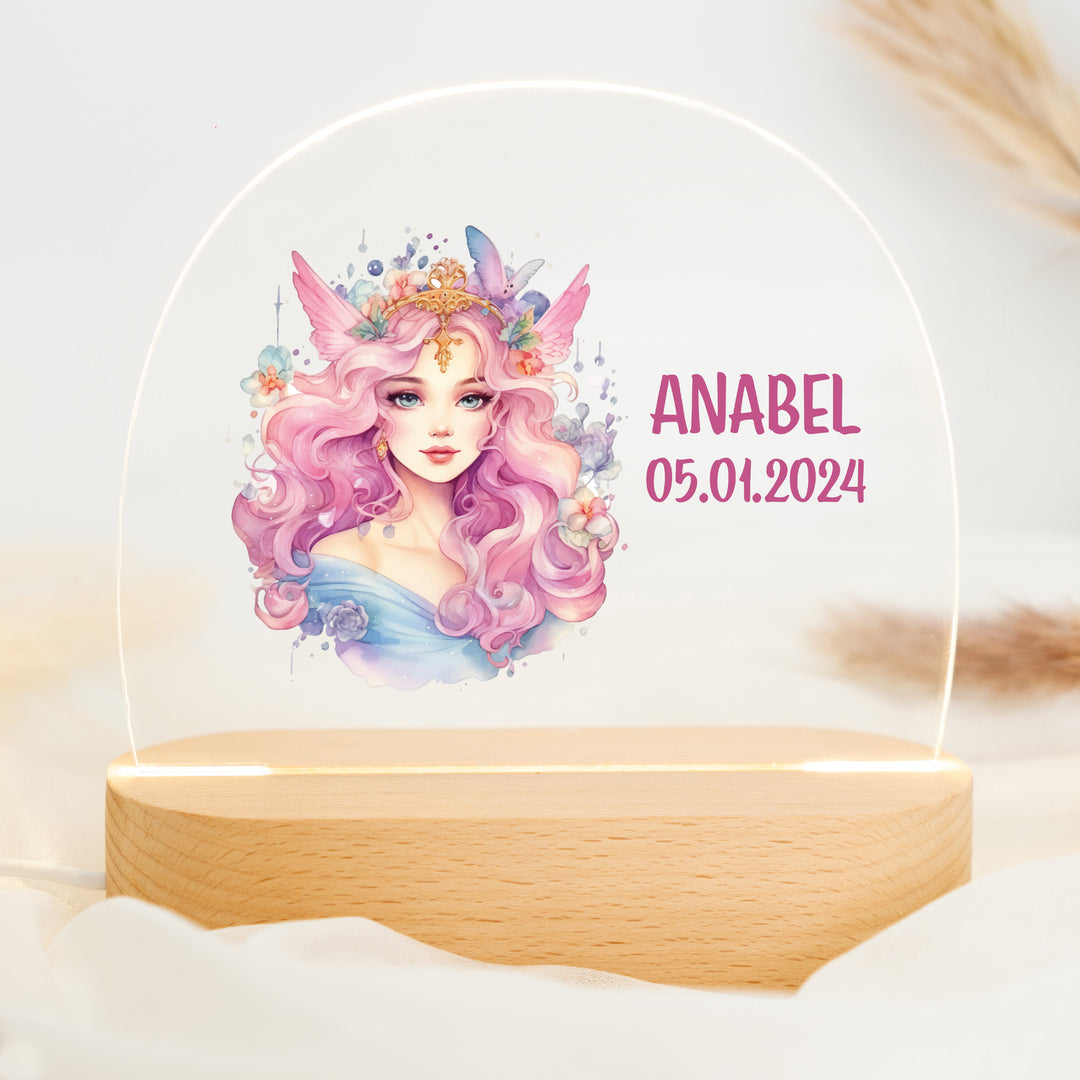 Personalisierte LED-Nachtlampe – Prinzessin mit Name