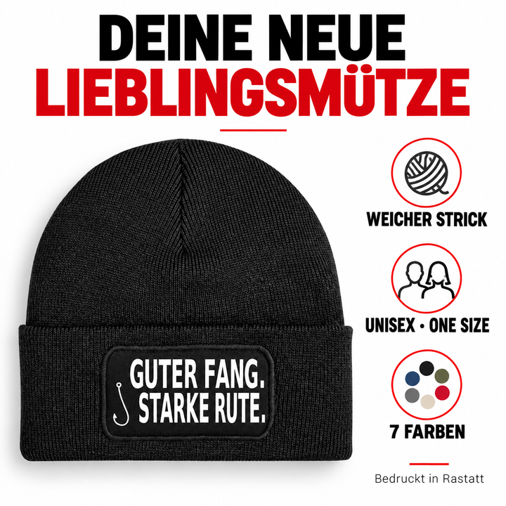 PEPAM Angler-Mütze: weicher Strick, Unisex One Size, 7 Farben, bedruckt in Rastatt