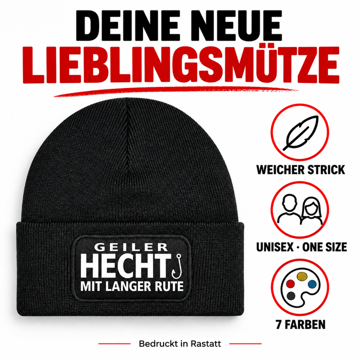 PEPAM Mütze: weicher Strick, Unisex One Size, 7 Farben, bedruckt in Rastatt
