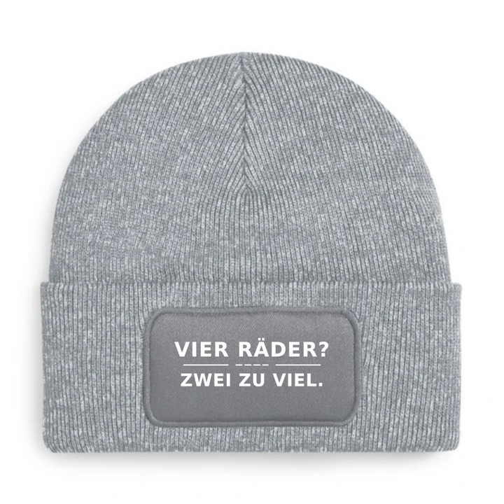 Mütze VIER RÄDER? ZWEI ZU VIEL. in Grau