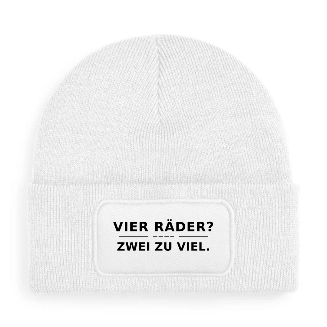 Mütze VIER RÄDER? ZWEI ZU VIEL. in Weiß