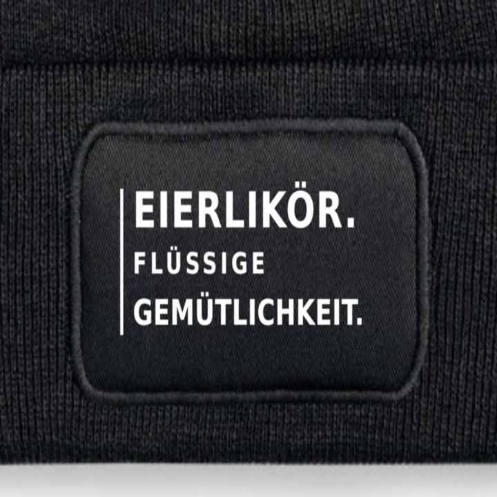Detailansicht des Aufdrucks EIERLIKÖR. FLÜSSIGE GEMÜTLICHKEIT.