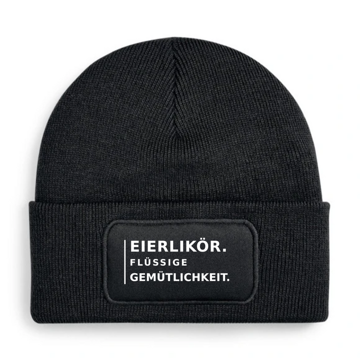 Mütze EIERLIKÖR. FLÜSSIGE GEMÜTLICHKEIT. in Schwarz