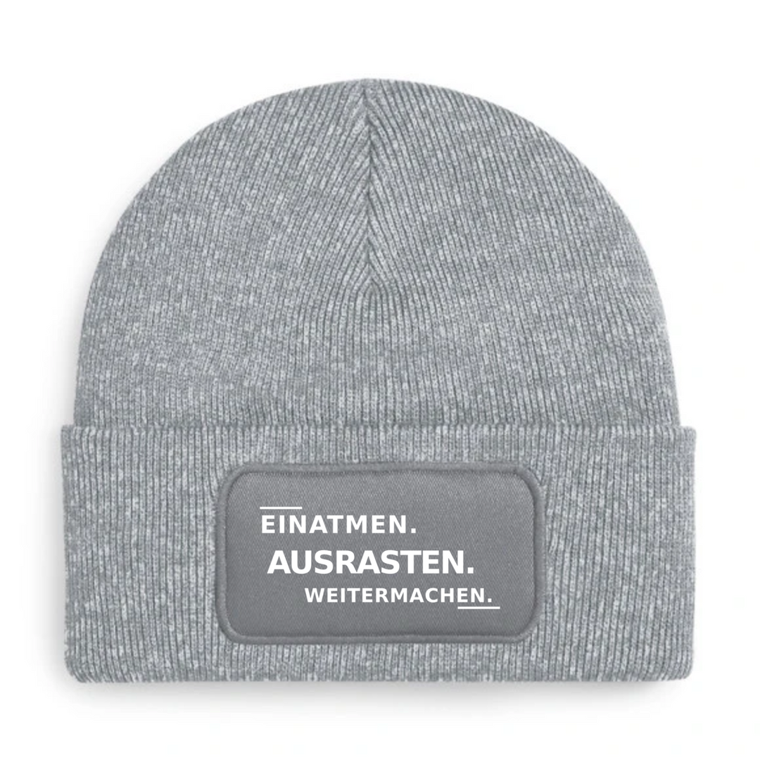 Mütze EINATMEN. AUSRASTEN. WEITERMACHEN. in Grau