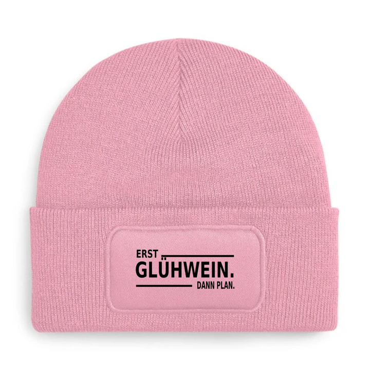 Mütze ERST GLÜHWEIN. DANN PLAN. in Rosa