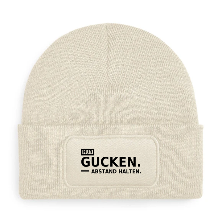 Mütze NUR GUCKEN. ABSTAND HALTEN. in Beige