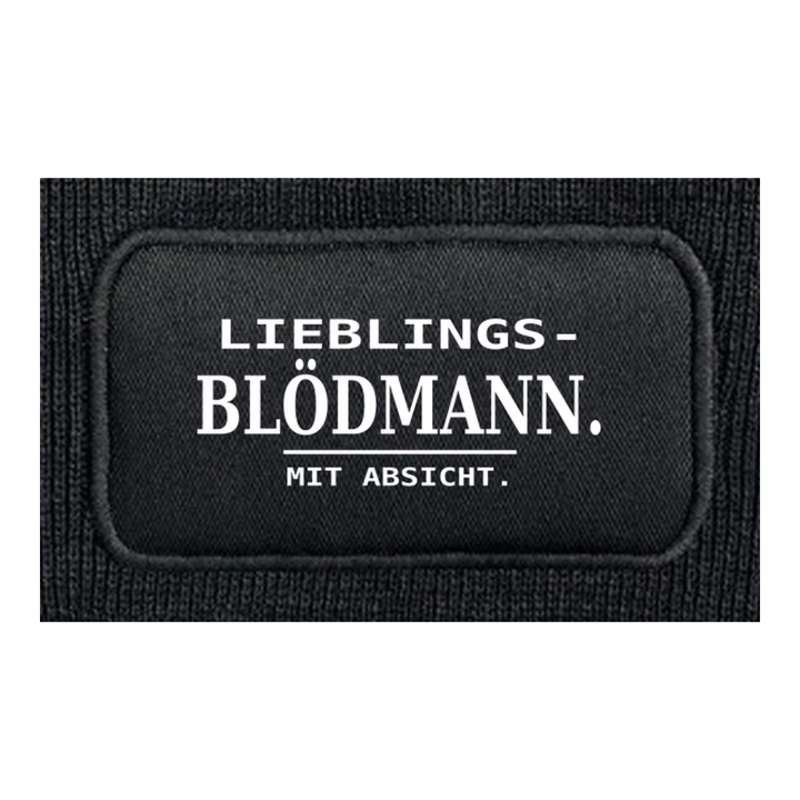 LIEBLINGS-BLÖDMANN. MIT ABSICHT. – Mütze Detail