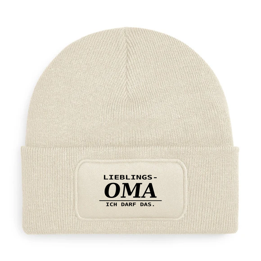 LIEBLINGS-OMA. ICH DARF DAS. – Mütze Beige