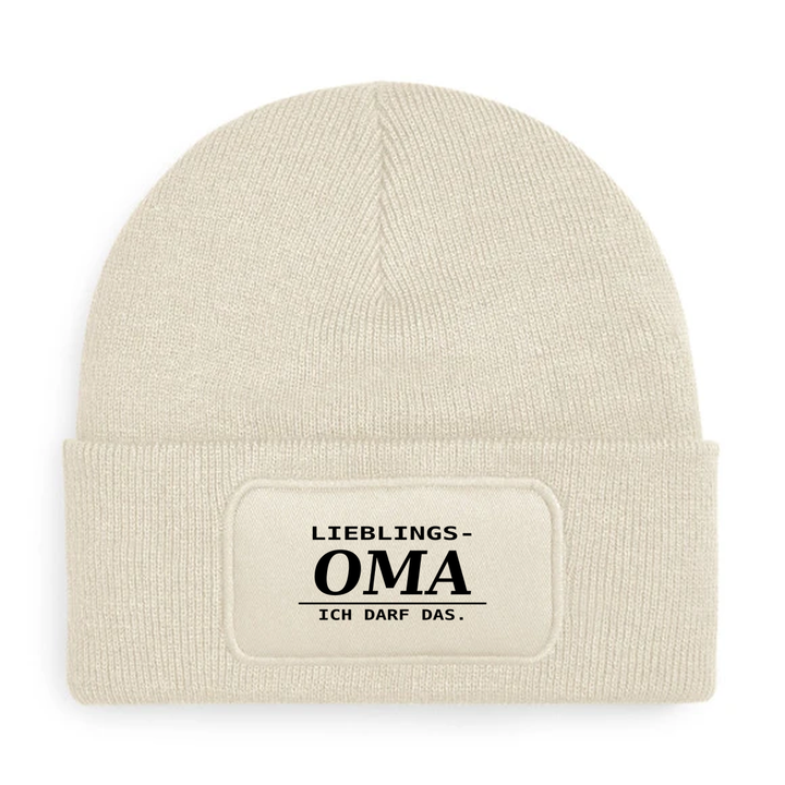 LIEBLINGS-OMA. ICH DARF DAS. – Mütze Beige