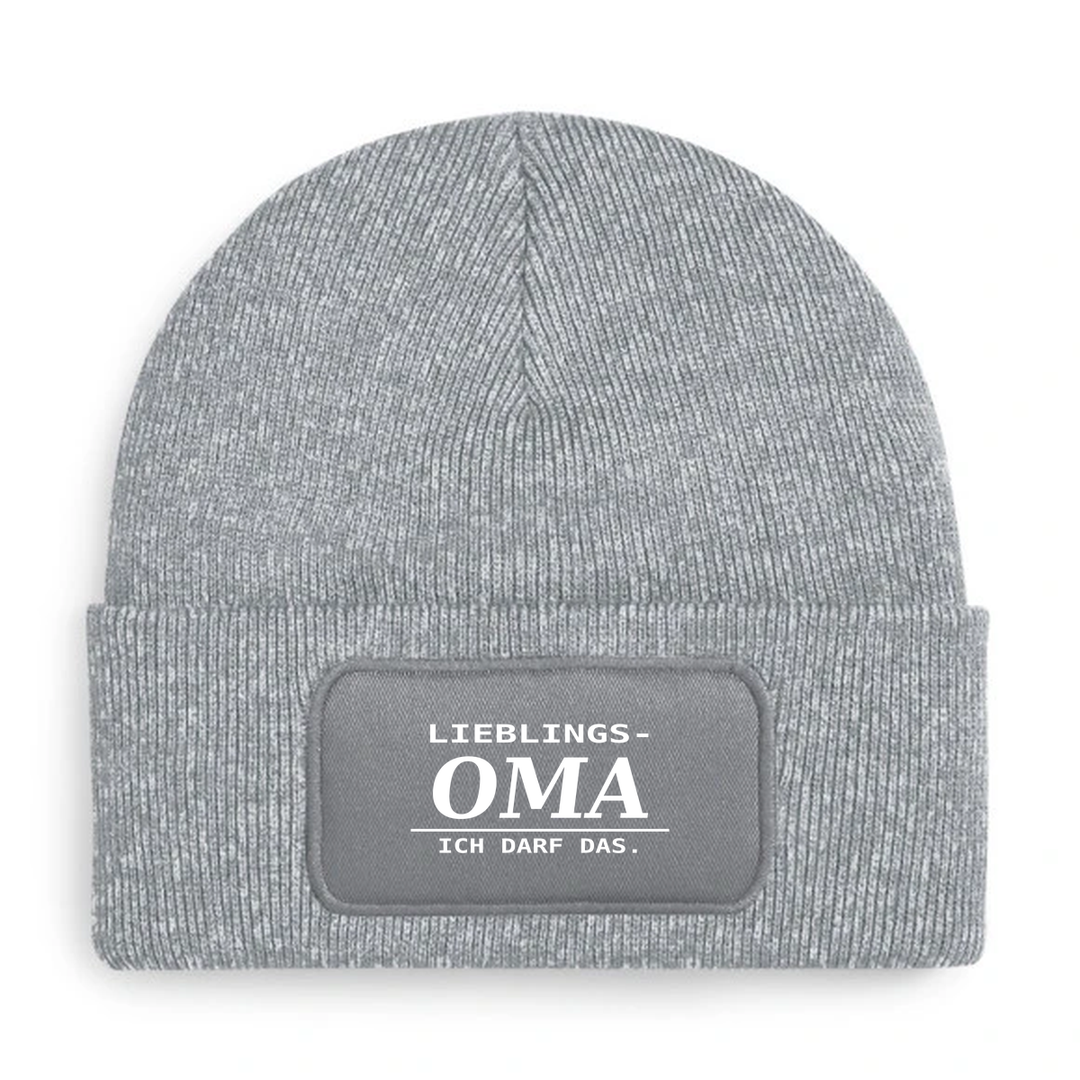 LIEBLINGS-OMA. ICH DARF DAS. – Mütze Grau