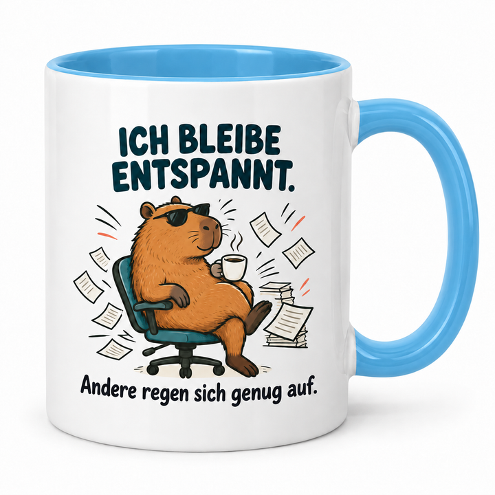 Capybara-Tasse Blau – Ich bleibe entspannt