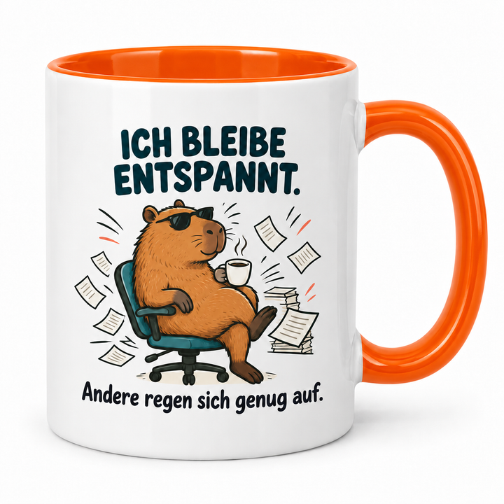 Capybara-Tasse Orange – Ich bleibe entspannt