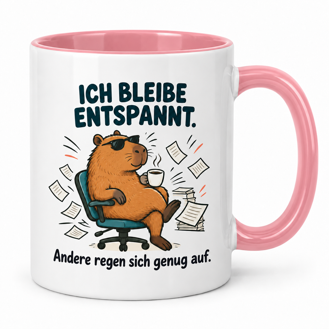 Capybara-Tasse Rosa – Ich bleibe entspannt