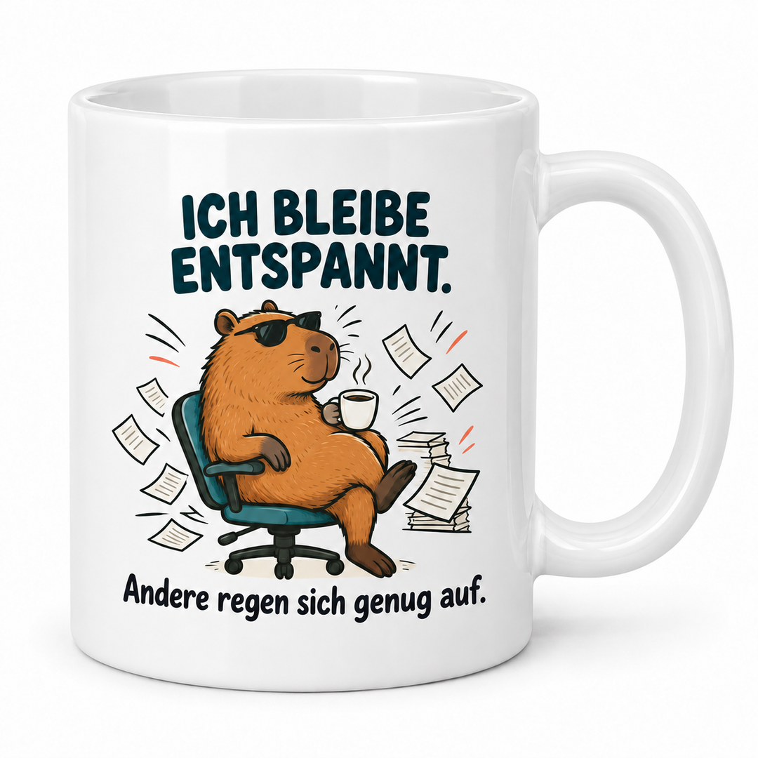 Capybara-Tasse Weiß – Ich bleibe entspannt