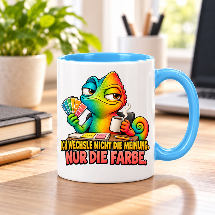 Chamäleon-Tasse im modernen Büro – Lifestyle