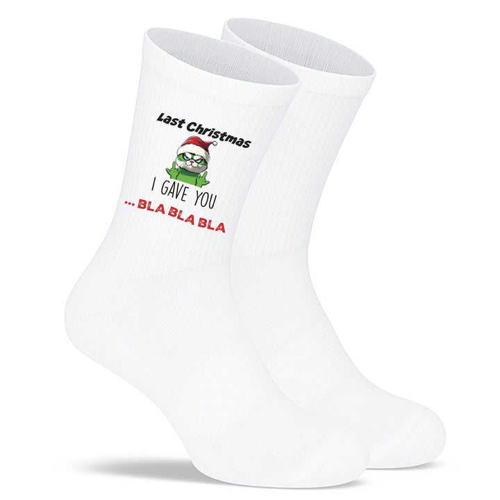 Socken „Last Christmas I gave you bla bla bla“ – Lustige Weihnachtssocken | Anti-Weihnachtslied Edition | Made in Europe