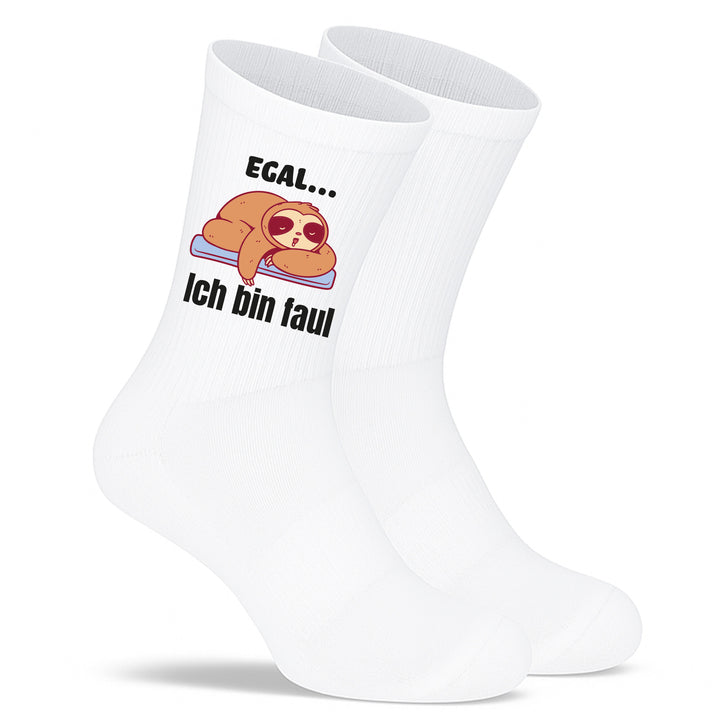 Socken „Egal. Ich bin faul.“ – Lustige Spruchsocken | Fun & Chill Socks | Geschenk für Faule & Genießer | Made in Europe