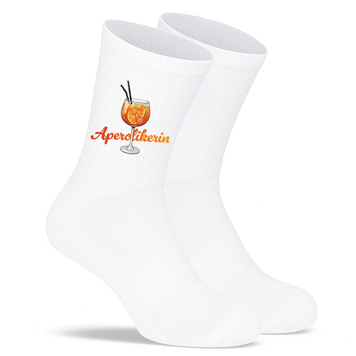 Socken „Aperolkerin“ – Lustige Aperol Spritz Socken | Geschenk für Aperol-Fans | Witzige Motivsocken