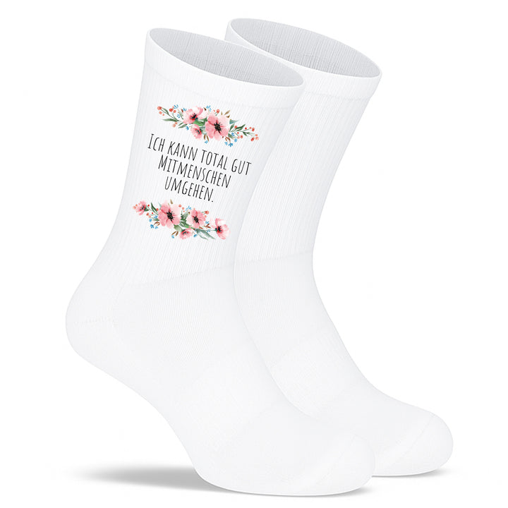 Socken „Ich kann total gut mit Menschen umgehen“ – Lustige Spruchsocken | Sarkastische Fun Socks | Geschenk mit Humor | Made in Europe