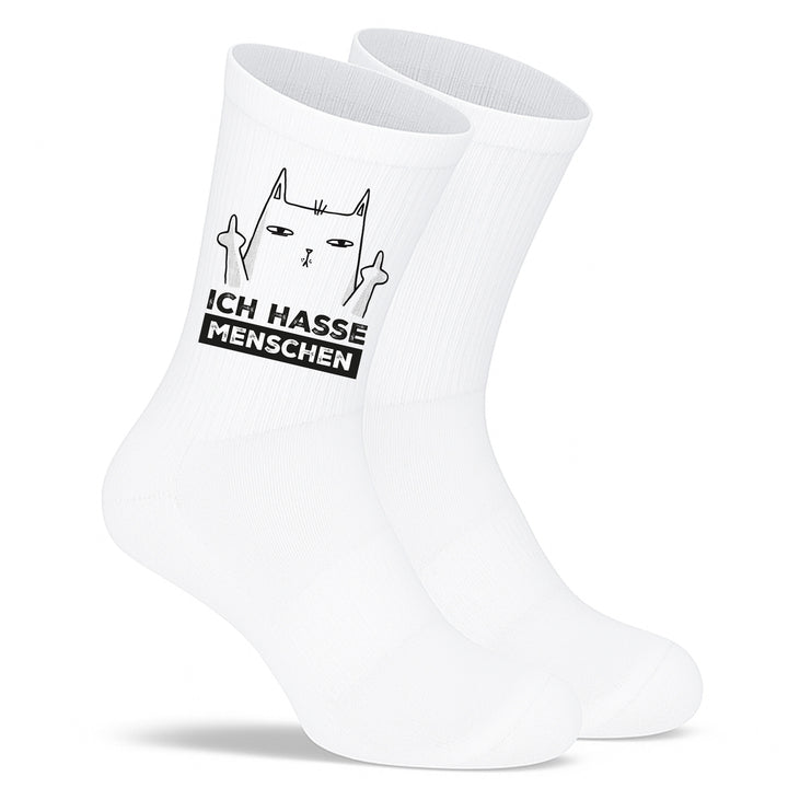Socken „Ich hasse Menschen“ – Lustige Spruchsocken | Sarkastische Fun Socks | Geschenk für Misanthropen mit Humor | Made in Europe