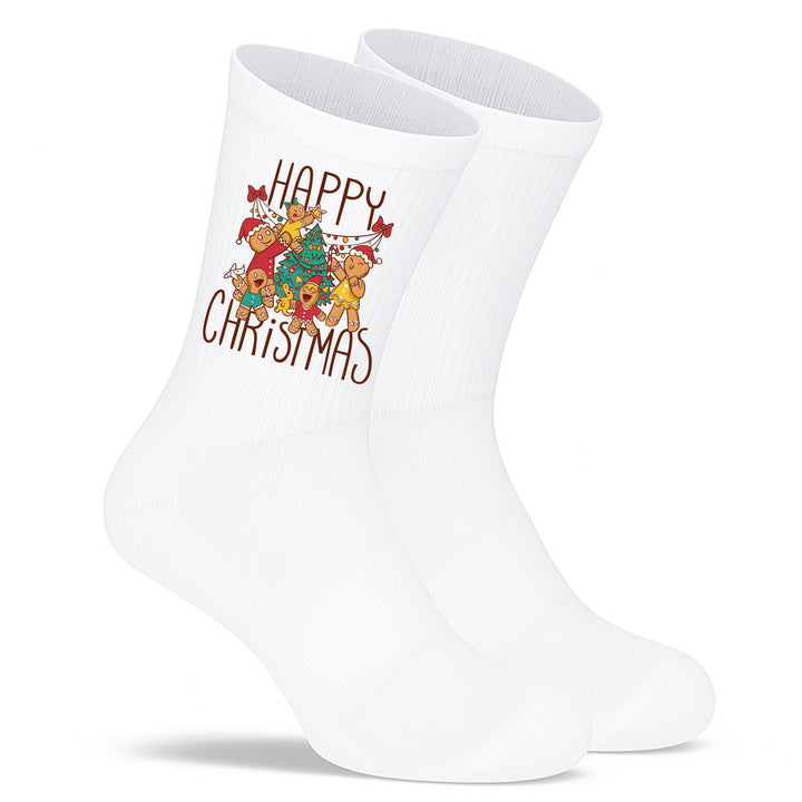 Socken „Happy Christmas“ – Lustige & festliche Weihnachtssocken | Geschenkidee für Männer & Frauen | Made in Europe