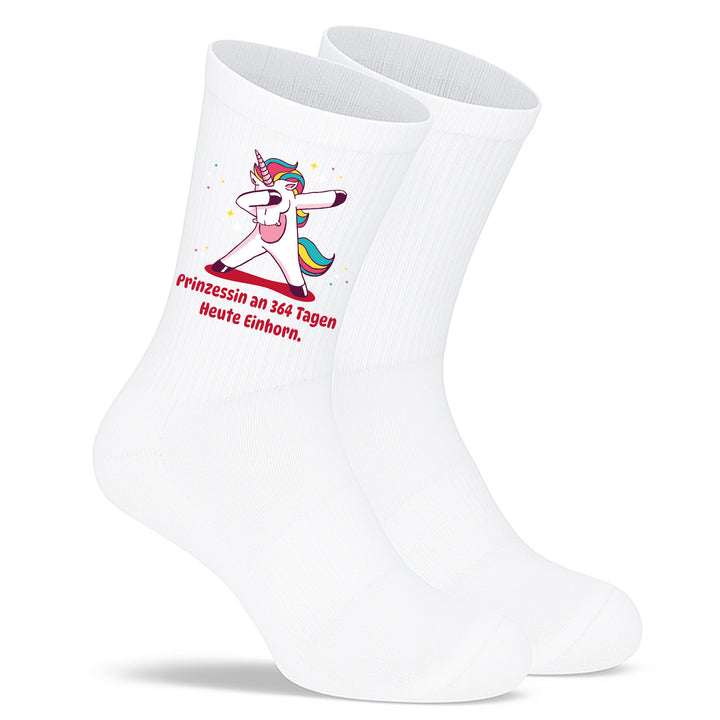 Socken „Prinzessin 364 Tage – Heute Einhorn“ – Lustige & süße Motivsocken | Geschenk für Mädchen & Frauen | Made in Europe